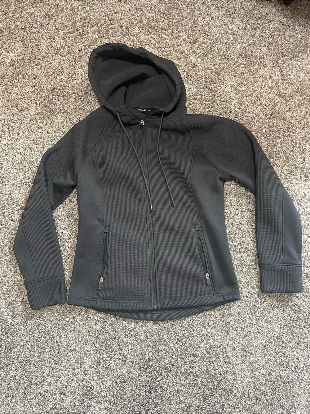 Swiss Tech Women’s Black Hooded Utility Zip Jacket